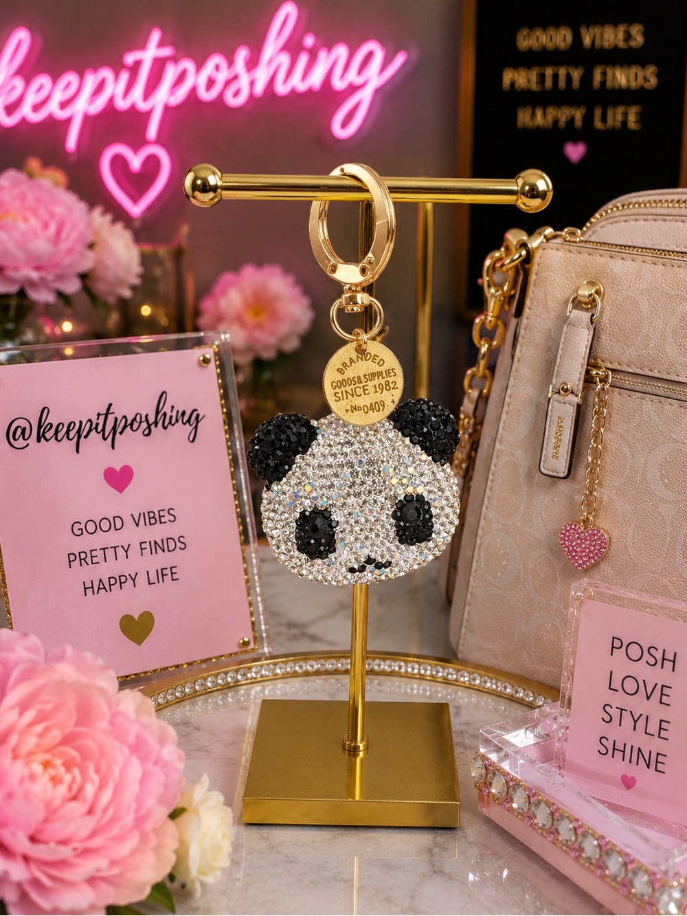 Crystal Panda Keychain Bag Charm